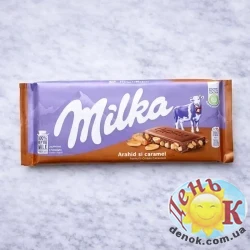 Молочный шоколад с арахисом и карамелью Milka Молочный шоколад с арахисом и карамелью Milka
